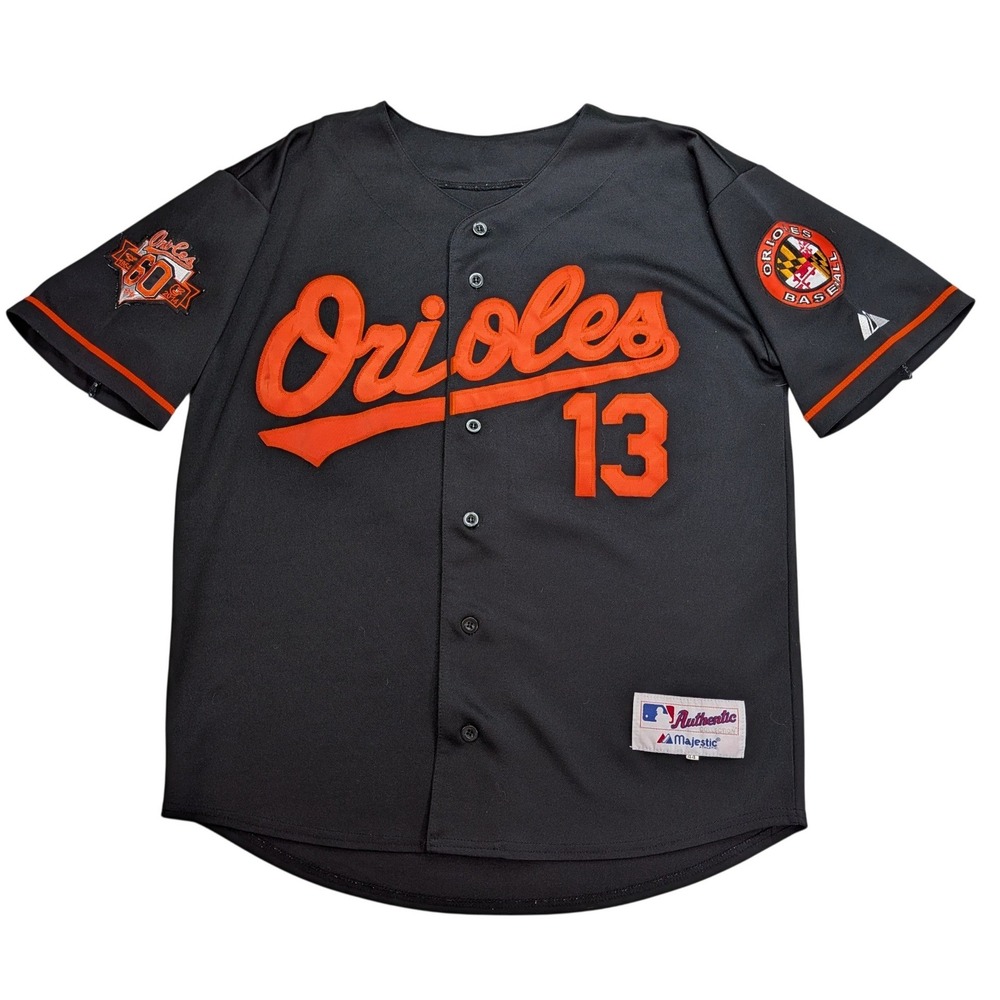 Majestic Authentic Manny Machado Orioles Jersey Mens 44 Black 60th Patch